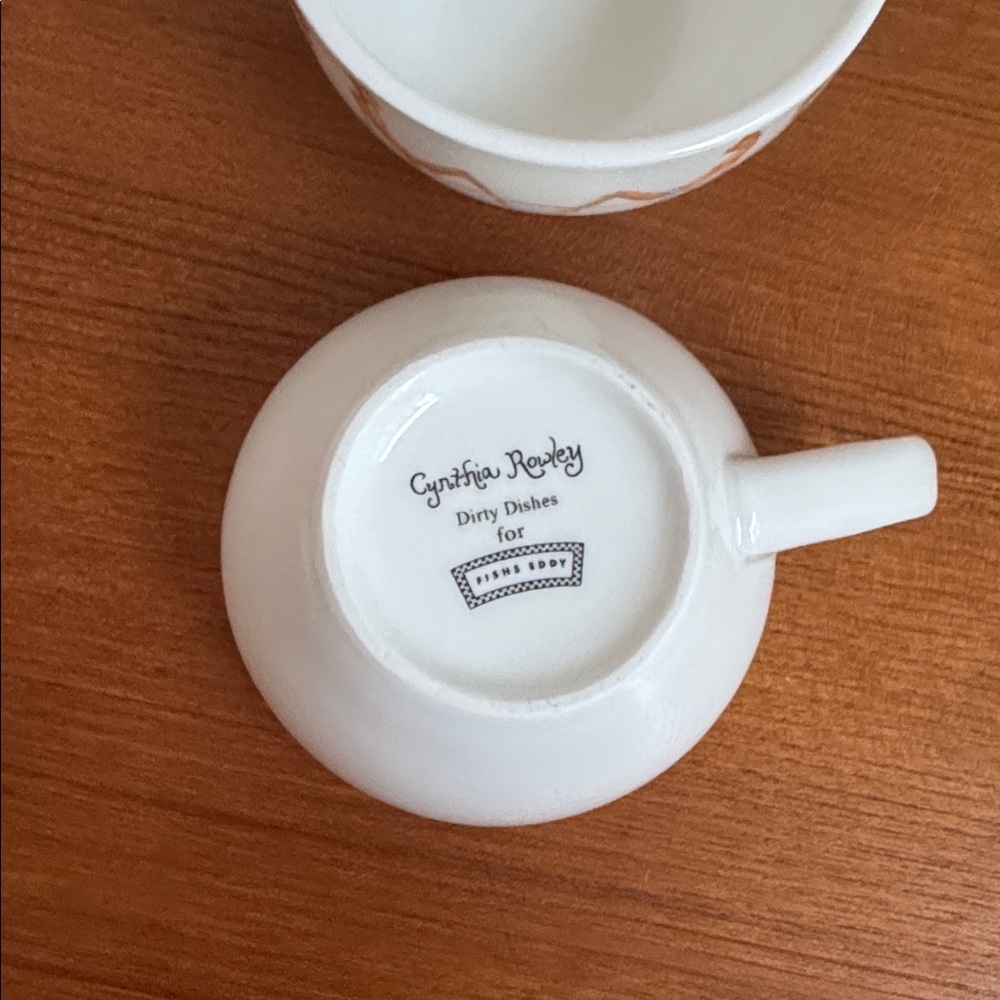 Vintage Cynthia Rowley for Fishs Eddy ‘Dirty Dishes’ set of Two Tea Cups - Picture 3 of 4